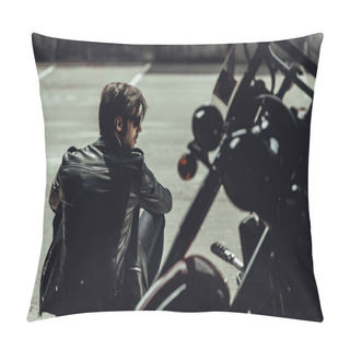 Personality  Stylish Man With Motorbike  Pillow Covers