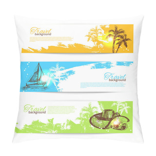 Personality  Banner Set Of Travel Colorful Tropical Splash Backgrounds Pillow Covers