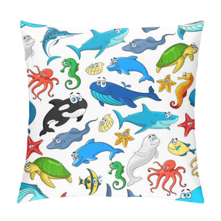 Personality  Sea Ocean Cartoon Animals, Fishes Vector Pattern Pillow Covers
