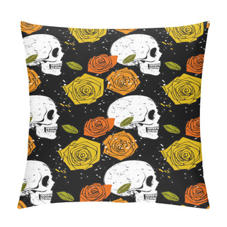 Personality  Skull And Rose Seamless Pattern Pillow Covers