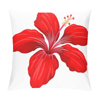 Personality  A Red Hibiscus Plant Pillow Covers