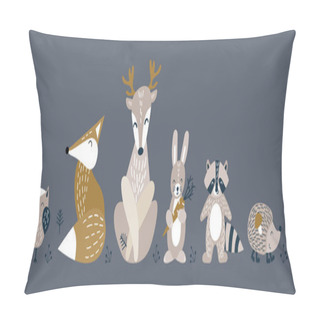 Personality  Banner With Animals In Scandinavian Style Pillow Covers