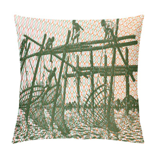 Personality  Men Fishing With Stick Nets Pillow Covers