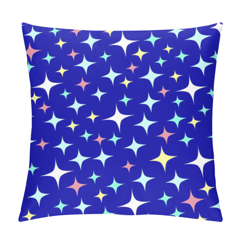 Personality  Seamless Pattern With Starlight Sparkles, Twinkling Stars. Shining Dark Blue Background. Illustration Of Night Starry Sky. Cartoon Style. Pillow Covers
