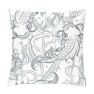 Personality  Koi Fish Seamless Pattern Pillow Covers