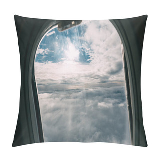 Personality  Airplane Porthole With Beautiful Cloudy Sky View Pillow Covers