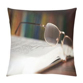 Personality  Glasses On Open Book Pillow Covers