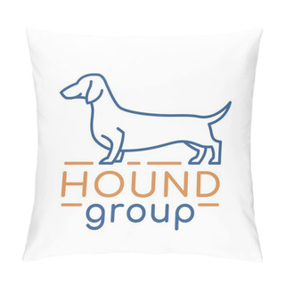 Personality  Hound Group Logotype In Modern Outlined Style. Editable Vector Illustration Pillow Covers