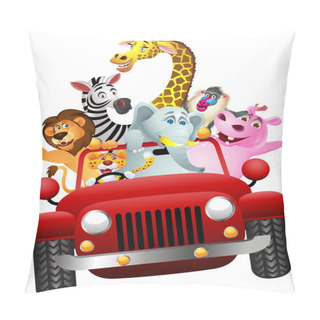 Personality  African Animals In Red Car Pillow Covers