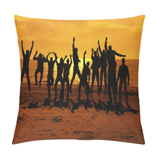 Personality  Male Friends Are Having Fun And Jumping Up On The Sunset Pillow Covers