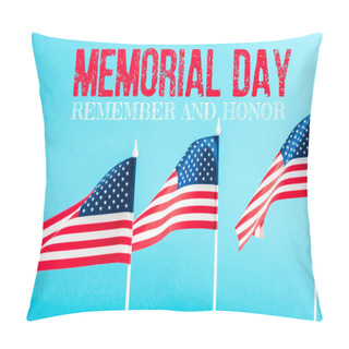 Personality  American Flags With Memorial Day Lettering On Blue  Pillow Covers