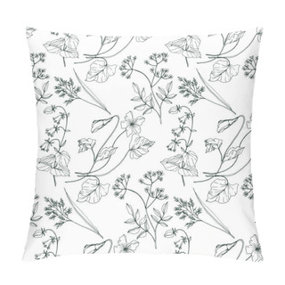 Personality  Vector Wildflowers Floral Botanical Flowers. Black And White Engraved Ink Art. Seamless Background Pattern. Pillow Covers
