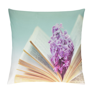 Personality  Vintage Romantic Background With Old Book, Lilac Flower, And Little Seashell Pillow Covers