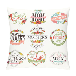Personality  Vintage Happy Mothers Day Typographical Labels Set Pillow Covers