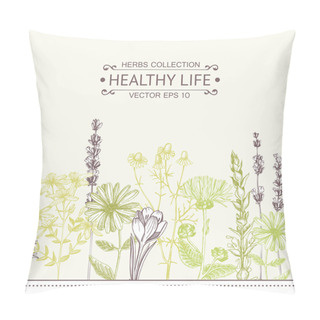 Personality  Vintage Design With Herbal Flowers Illustration Pillow Covers