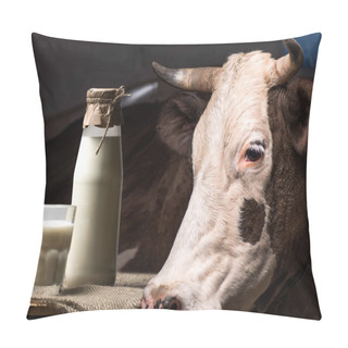 Personality  Cow And Milk In Glass Pillow Covers