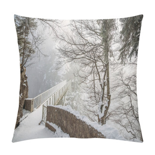 Personality  Scenic View Of Trees And Bridge In Snow Near Neuschwanstein Castle, Germany Pillow Covers
