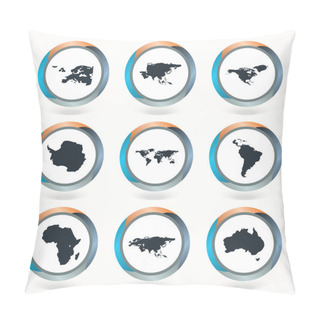Personality  Set Of Vector Globe Icons Showing Earth With All Continents. Vector Illustration. Pillow Covers