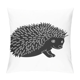 Personality  Hedgehog.Animals Single Icon In Black Style Vector Symbol Stock Illustration Web. Pillow Covers