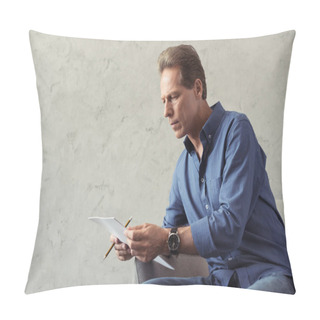Personality  Pensive Middle Aged Artist Pillow Covers