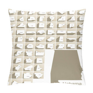 Personality  Alabama County Icon Set Pillow Covers