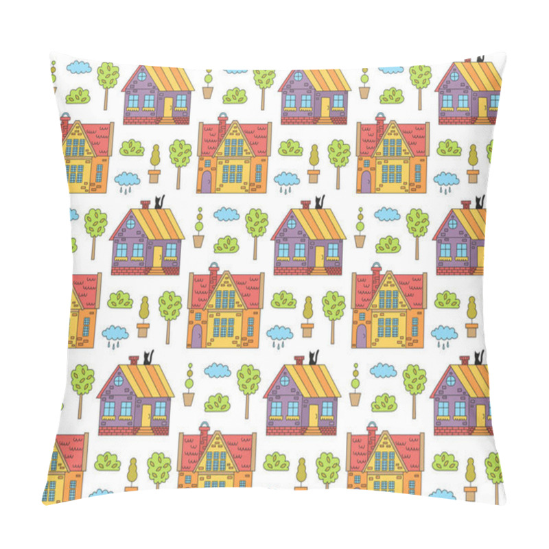 Personality  Cute houses pattern pillow covers