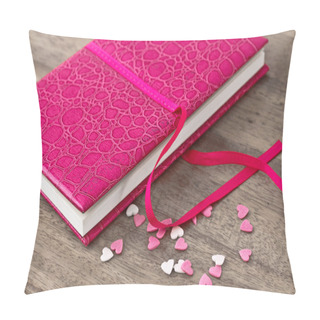 Personality  Leather Case Notebook On Wooden Background Pillow Covers