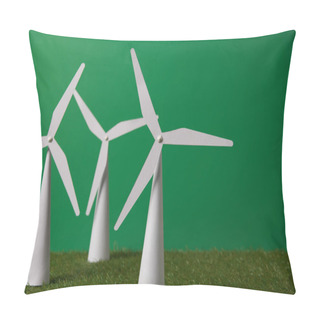 Personality  Windmill Models On Grass And Green Background    Pillow Covers