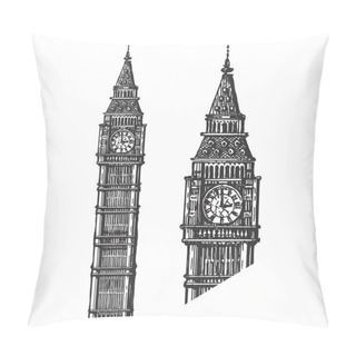 Personality  Big Ben Vector Logo Design Template. England Or London Icon. Pillow Covers