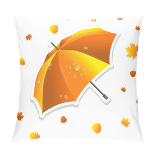 Personality  Open Striped Umbrella And Leaves, Vector Illustration Pillow Covers