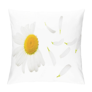 Personality  Chamomile Isolated On A White Background. Daisy Flower. Top View Pillow Covers