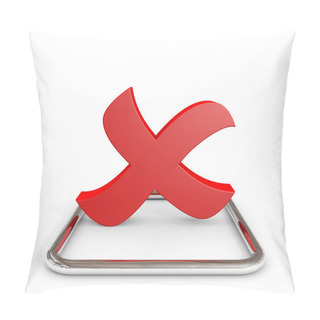 Personality  3D Red Cross Mark In Chrome Checkbox. Pillow Covers