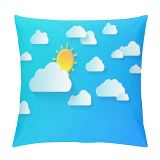 Personality  Clear Summer Sky With White Fluffy Clouds. Summer Vector Background Pillow Covers