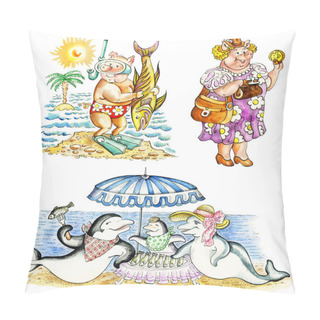 Personality  Animals On Vacations Pillow Covers