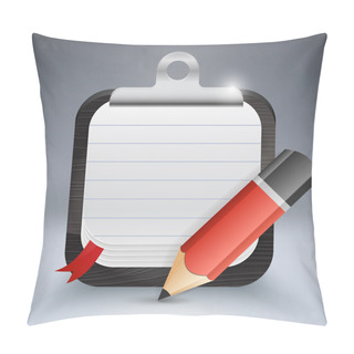 Personality  Notepad With Pencil. Vector Pillow Covers