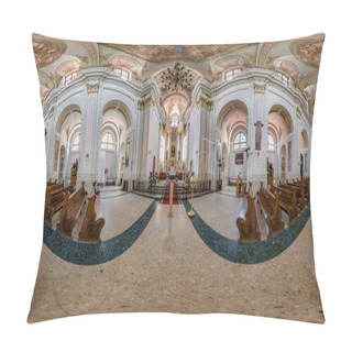 Personality  MINSK, BELARUS - MAY 2020: Full Spherical Seamless Hdri Panorama 360 Degrees Angle Inside Interior Of Old Baroque Catholic Church Of All Saints In Equirectangular Projection, VR AR Content Pillow Covers
