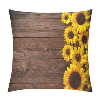 Personality  Sunflowers On Wooden Background Pillow Covers