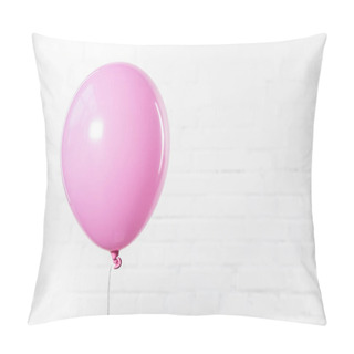 Personality  Single Pink Balloon On White Brick Wall Background Pillow Covers