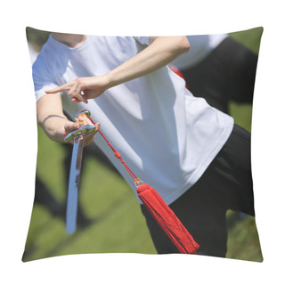 Personality  Tai Chi Martial Arts Athlete Makes Motions With Sword Pillow Covers
