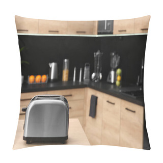 Personality  Modern Toaster On Table In Kitchen, Selective Focus Pillow Covers