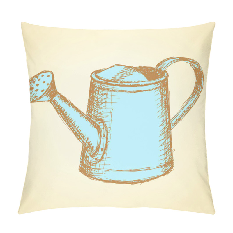 Personality  Sketch watering can, vector vintage background  pillow covers