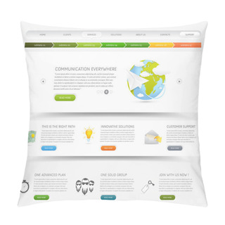 Personality  Web Design Website Template With Colorful Icons Pillow Covers