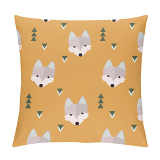 Personality  Wolf Pattern On Orange Background Pillow Covers