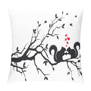 Personality  Squirrels On Tree, Vector Pillow Covers
