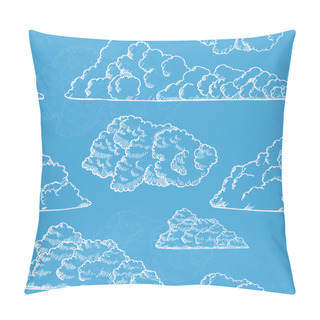 Personality  Clouds Hand Draw Sketch Background Pattern. Vector Pillow Covers