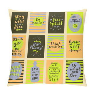 Personality  Set Of Modern Calligraphic Posters Pillow Covers
