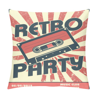 Personality  Retro Party Music Poster Design With Vintage Style And Equipment. Pillow Covers