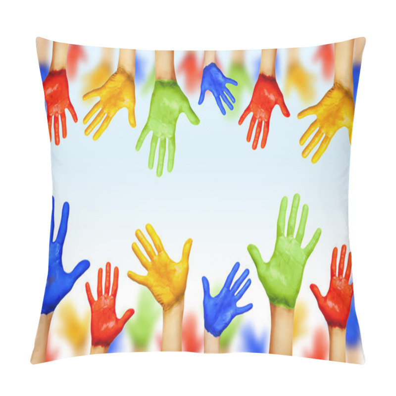 Personality  hands of different colors. cultural and ethnic diversity pillow covers