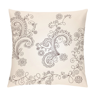 Personality  Henna Mehndi Paisley Flowers And Vines Doodle Vector Design Pillow Covers