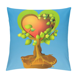 Personality  Vector Illustration Of Heart Tree. Pillow Covers
